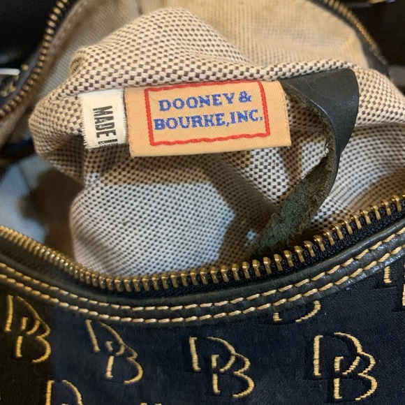 Dooney & Bourke Signature Nikki Navy and Gold Patent Canvas Shoulder Bag - Picture 8 of 16